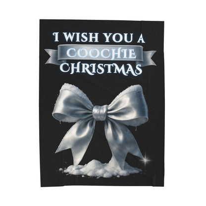 Velveteen Plush Blanket — "I Wish You a Coochie Christmas" Cozy Holiday Throw