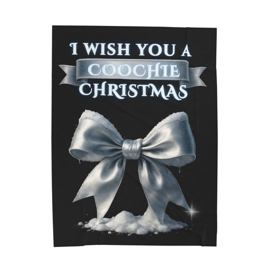 Velveteen Plush Blanket — "I Wish You a Coochie Christmas" Cozy Holiday Throw