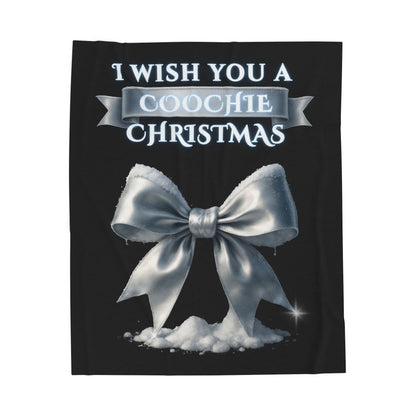 Velveteen Plush Blanket — "I Wish You a Coochie Christmas" Cozy Holiday Throw